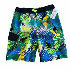 Cat & Jack Swim Trunks Boys M 8 10 Husky Blue Green Board Shorts Drawstring New